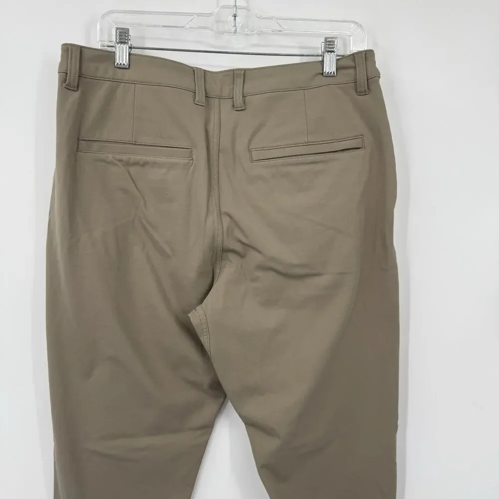 INTO THE AM Mens Pants 36X33 Tapered Slim Fit All day Stretch Taupe Lightweight